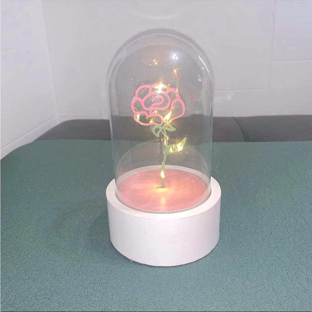 Glowing LED Light up Rose in Glass Dome - Beauty & the Beast Inspired Decor